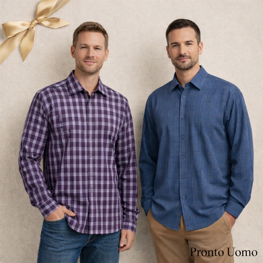 Pronto Uomo 2XLT Button Down Shirts Lot Of 2 Non Iron Cotton